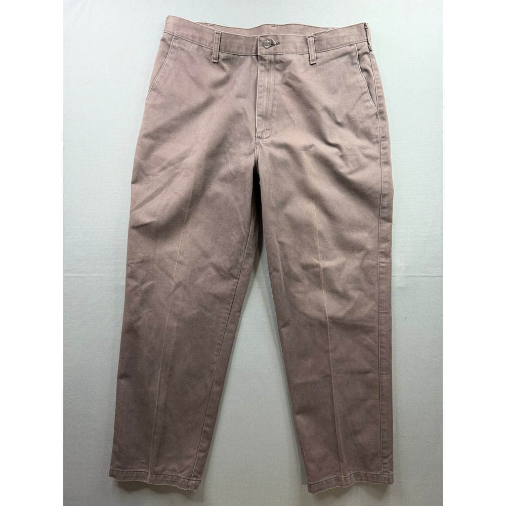 Lee Performance Khakis Mens Charcoal Gray Brown Flat Front Cotton Pants 36x30 - Picture 5 of 10